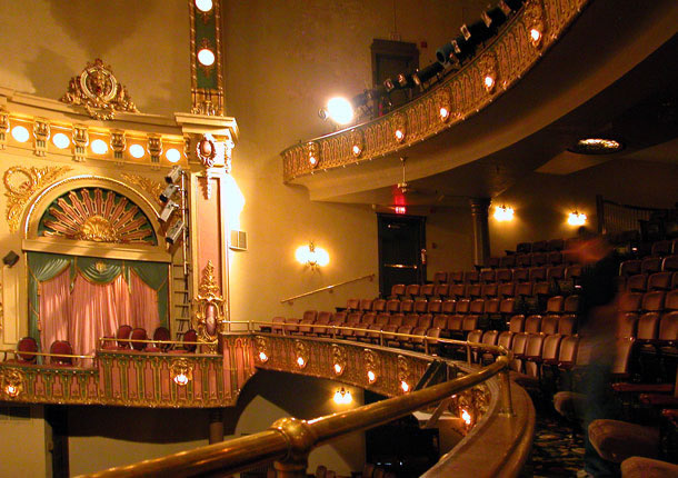 Three tiers of balconies in the historic Springfield Little Theater